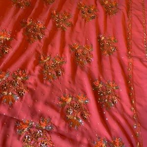 Georgette sari with sequin work blouse included with space to open (size S-M/L)